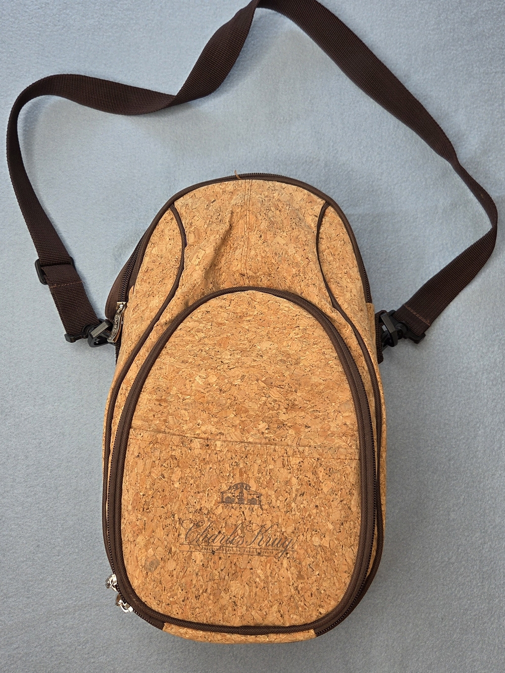 Oak & Olive Brown Cork Blend Insulated Crossbody Backpack For Wine/Cheese